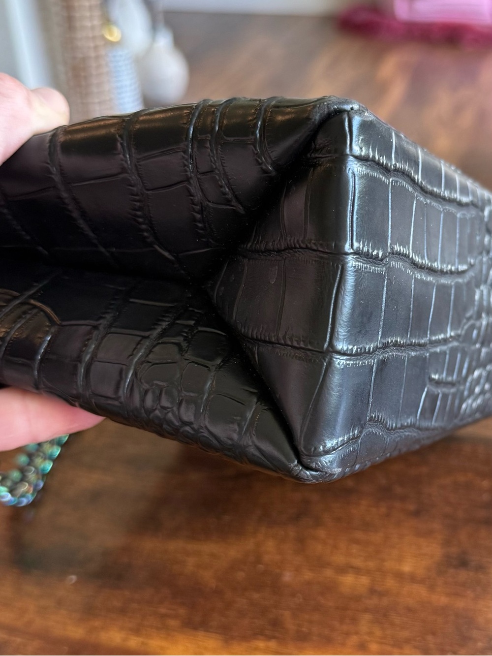 Authentic Kurt Geiger London bag in black crocodile embossed leather - Picture 8 of 8
